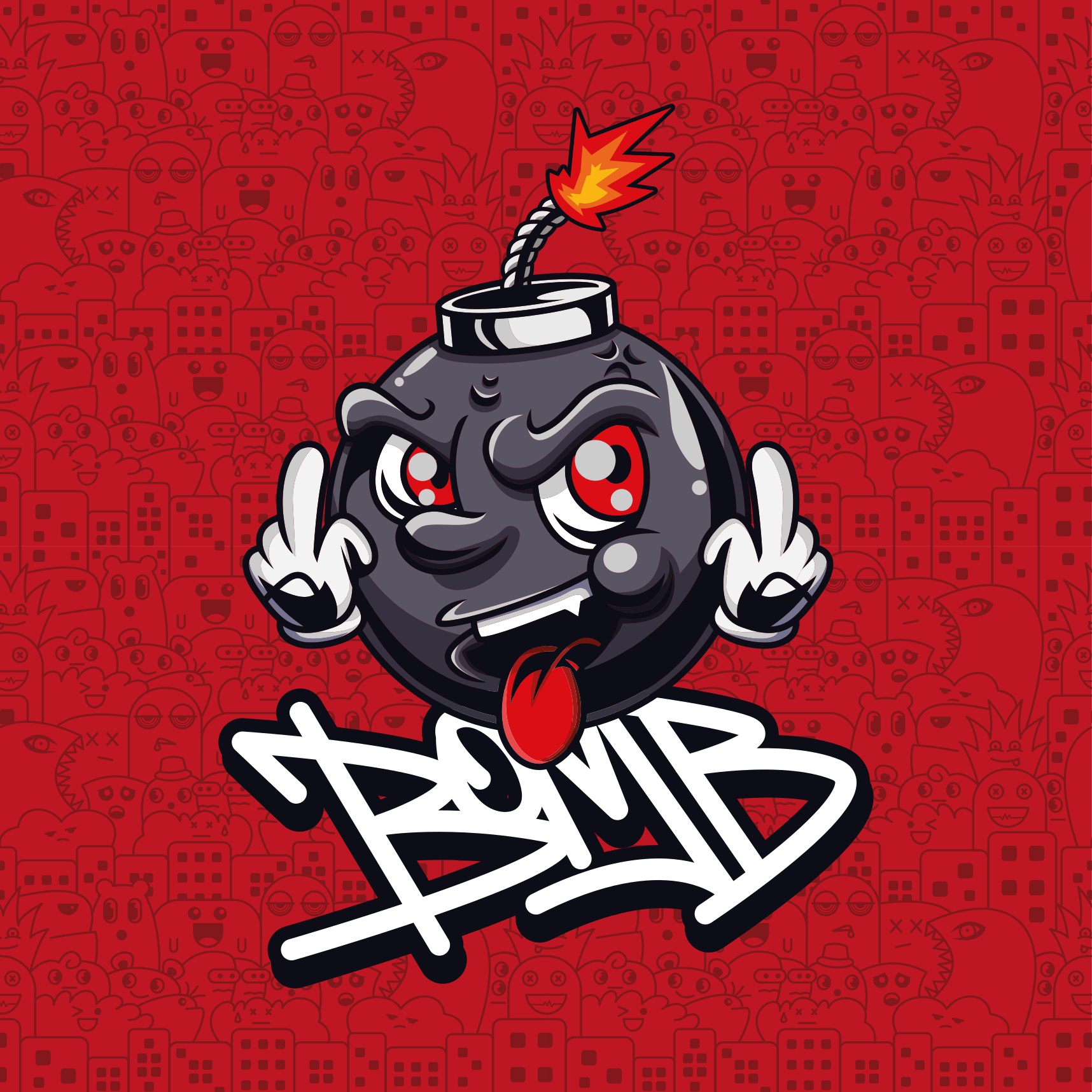 乙烯基地毯卡通炸弹角色 - TenStickers