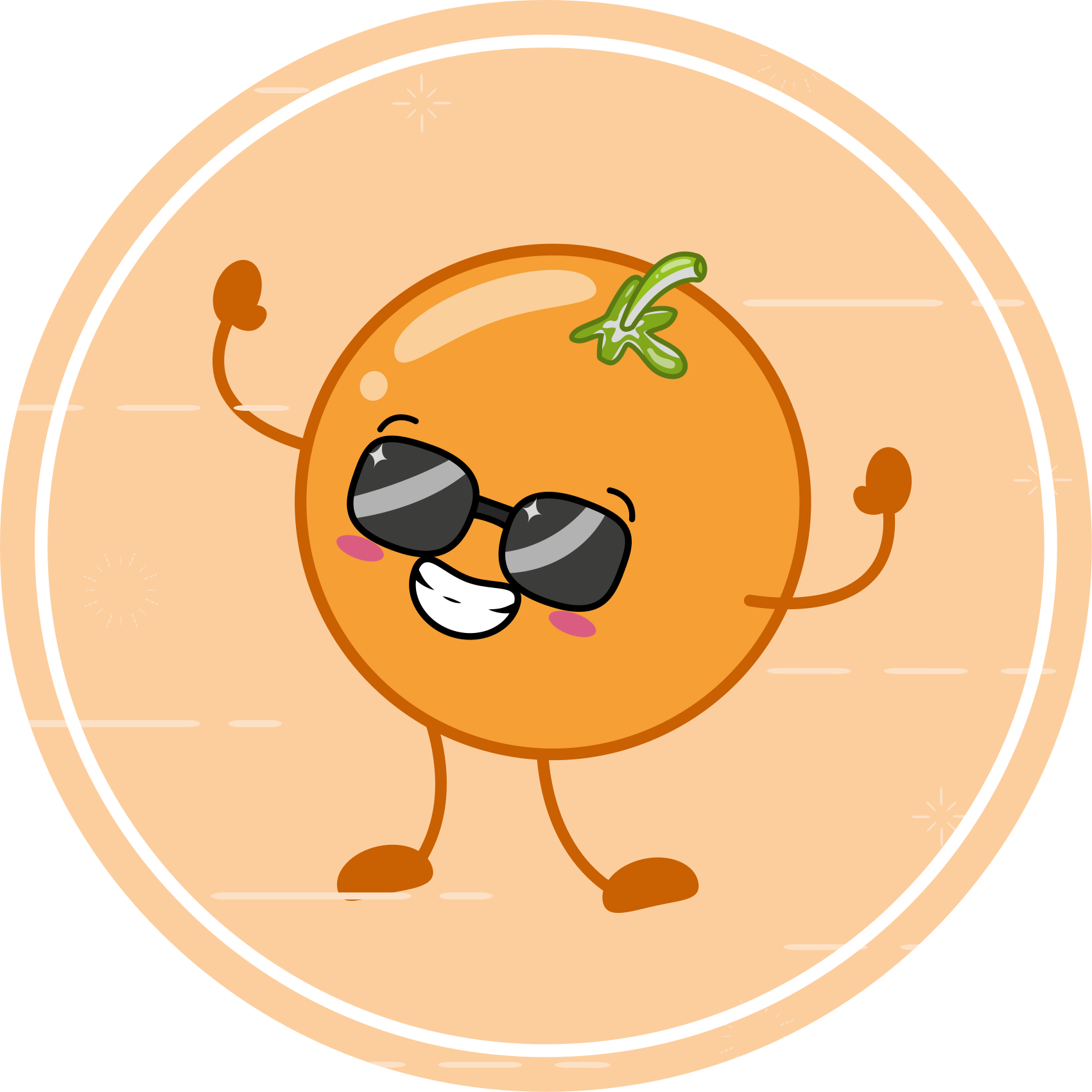 圆形乙烯基地毯快乐橙色角色 - TenStickers