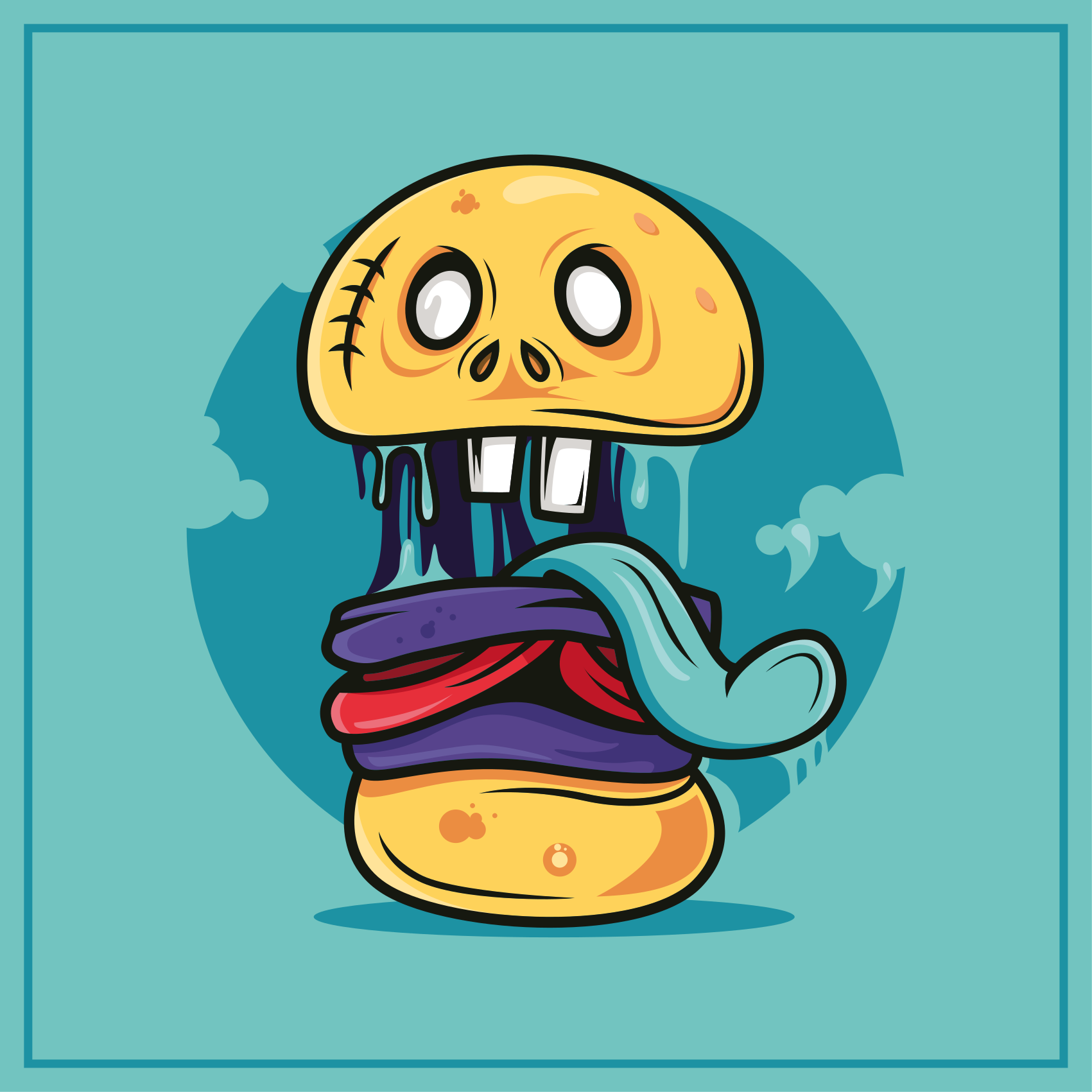 乙烯基地毯傻乎乎的骷髅角色 - TenStickers