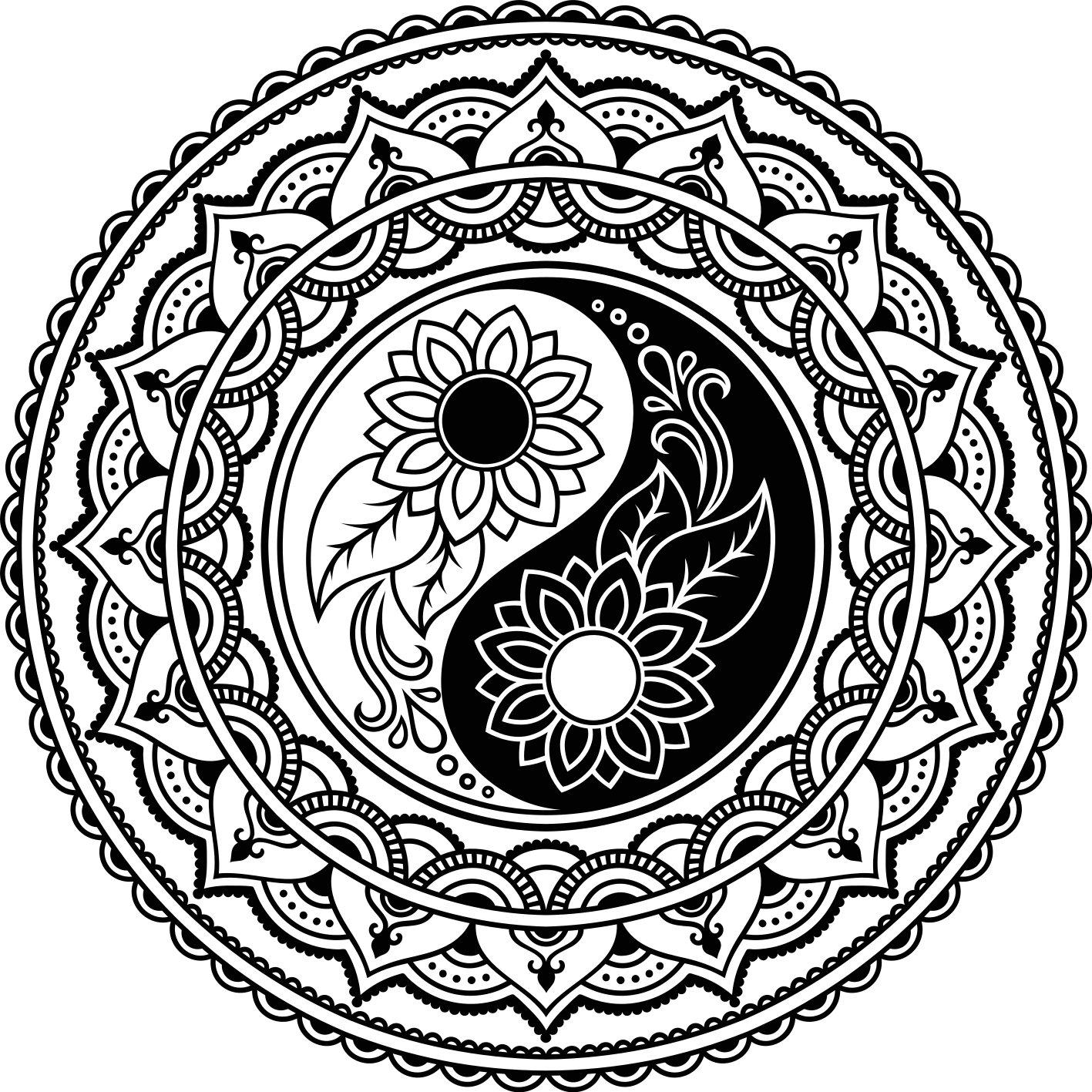 乙烯基地毯与阴阳向日葵相结合 - TenStickers