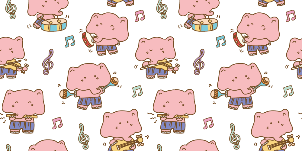 乙烯基地毯 儿童 顽皮的大象音乐家 - TenStickers