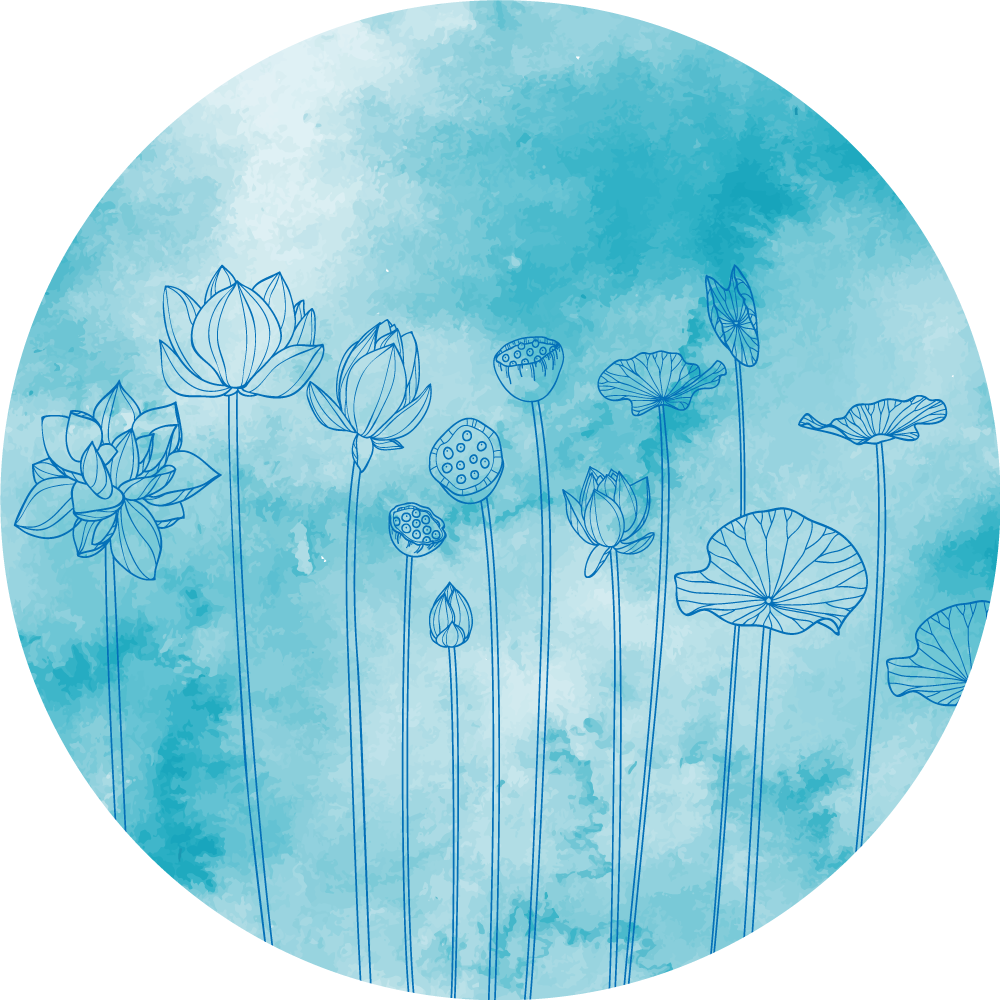 乙烯基花草地毯莲花蓝色飞溅 - TenStickers