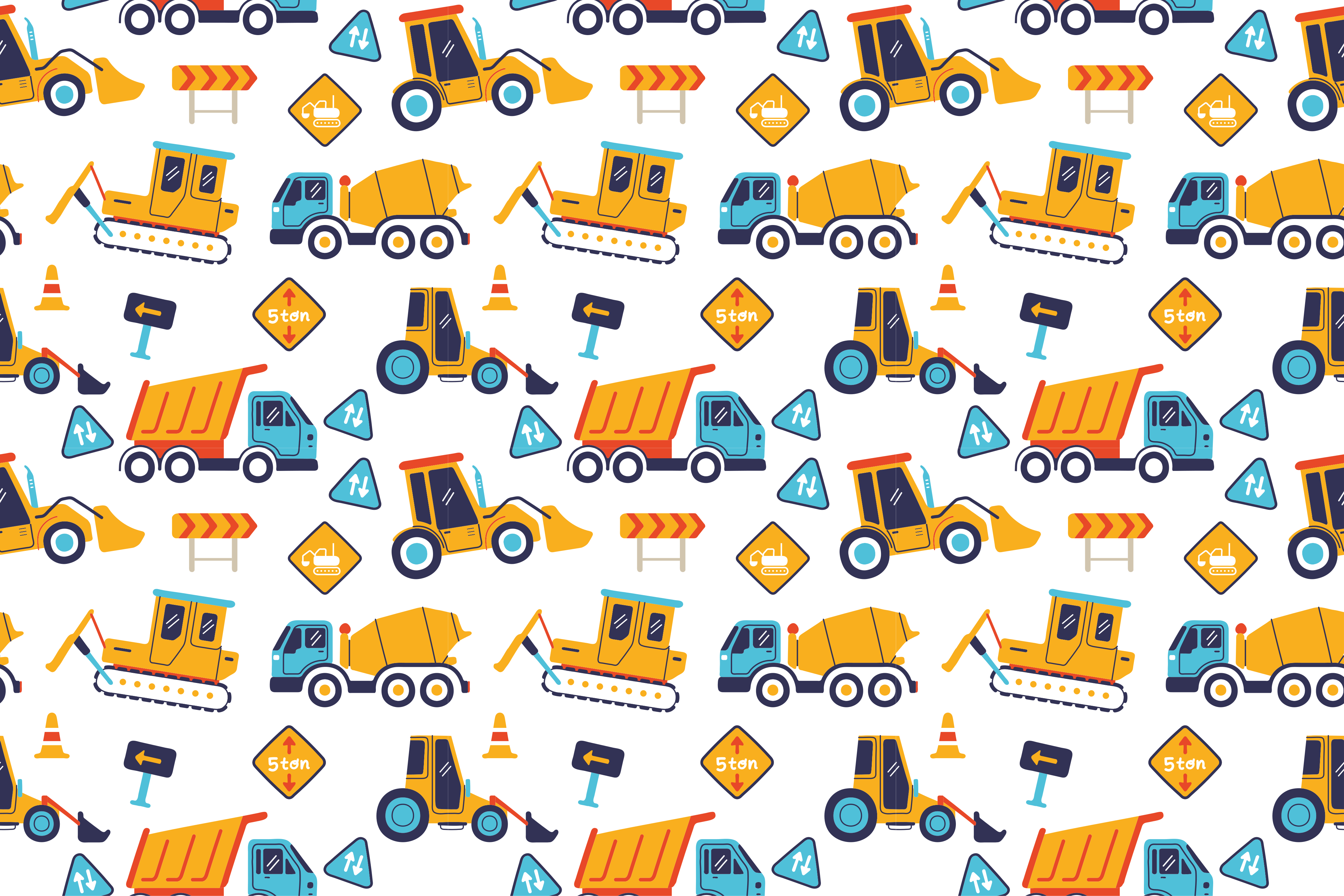 乙烯基地毯道路施工车辆图案 - TenStickers