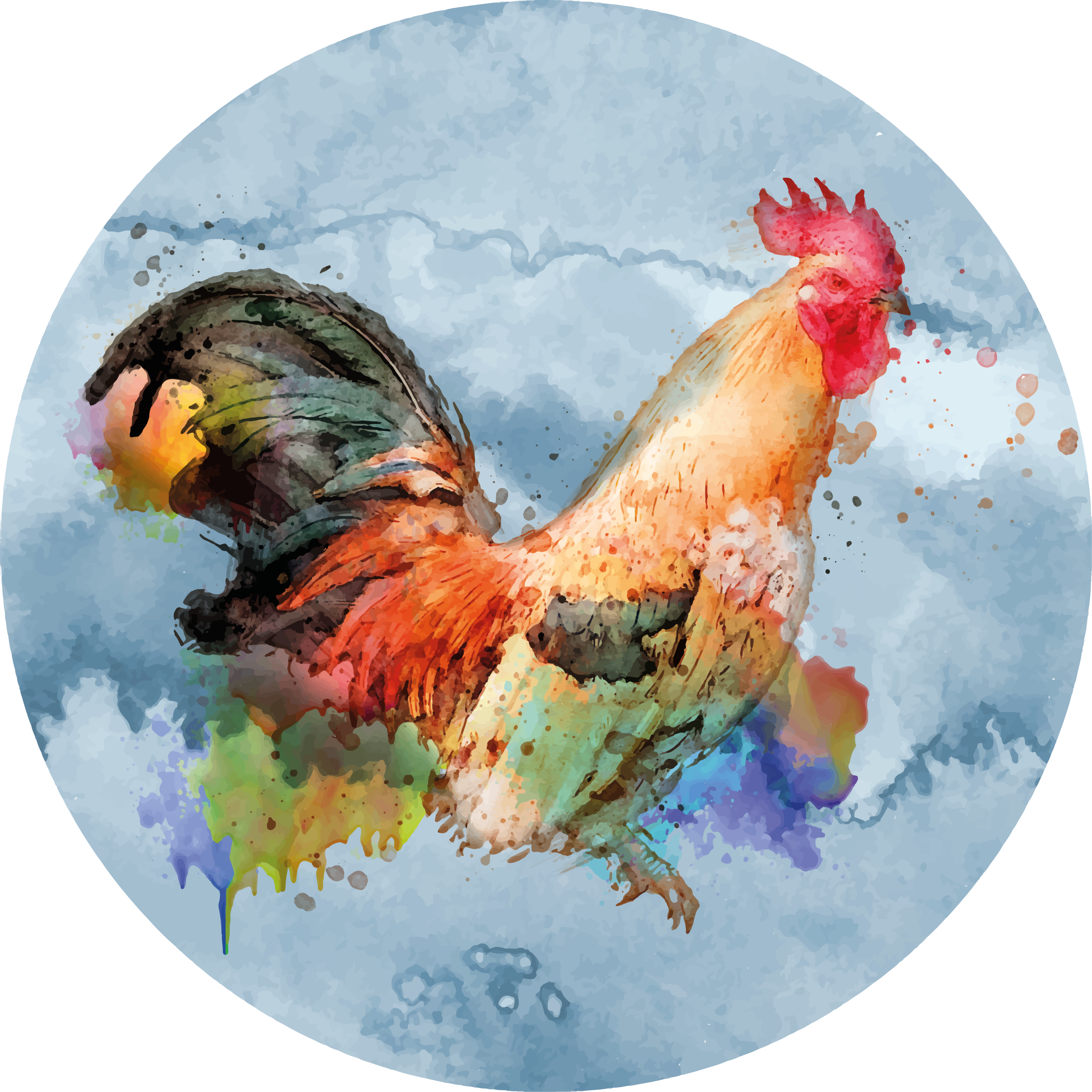 乙烯基地毯动物印花彩色公鸡飞溅 - TenStickers