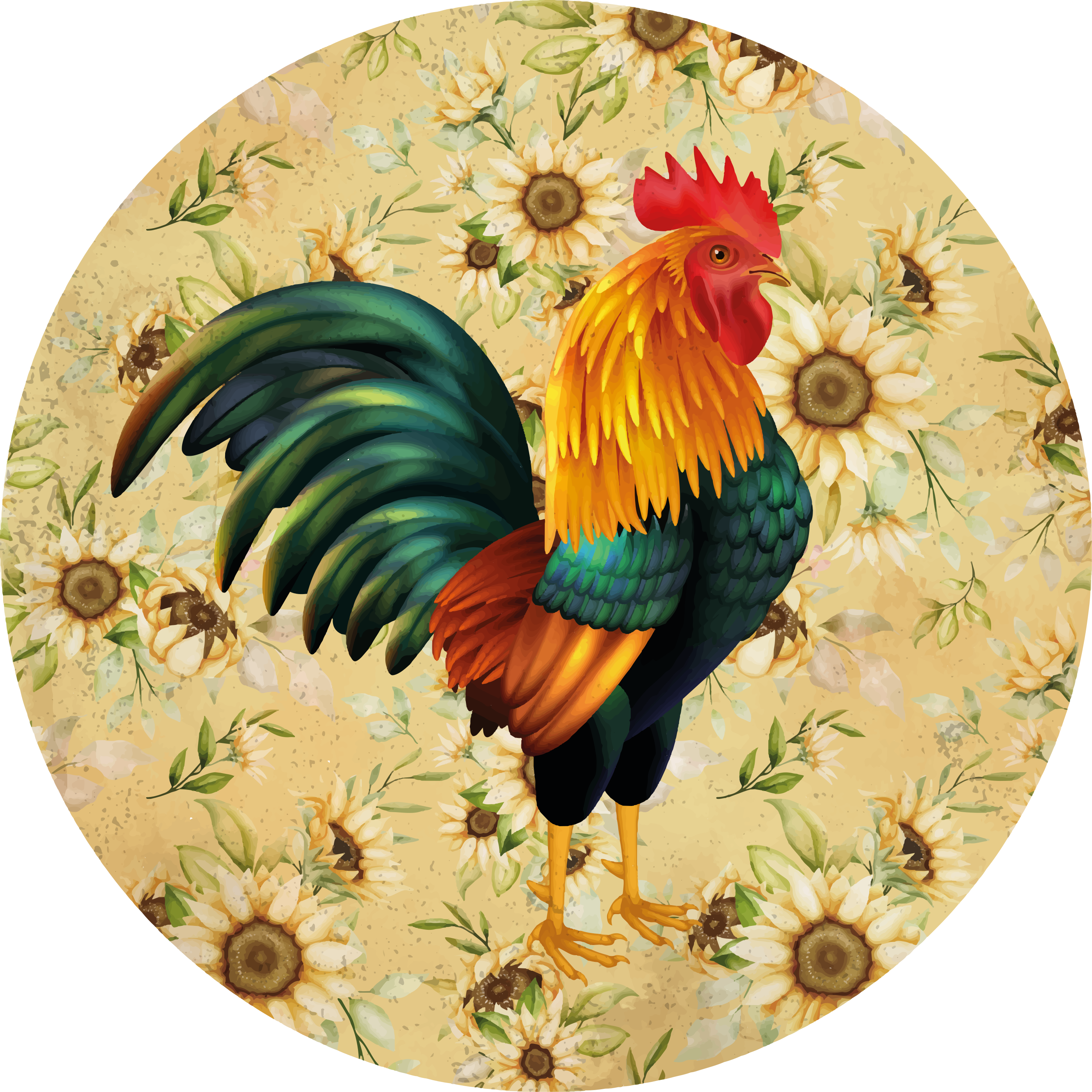 乙烯基花草地毯生动公鸡展示 - TenStickers