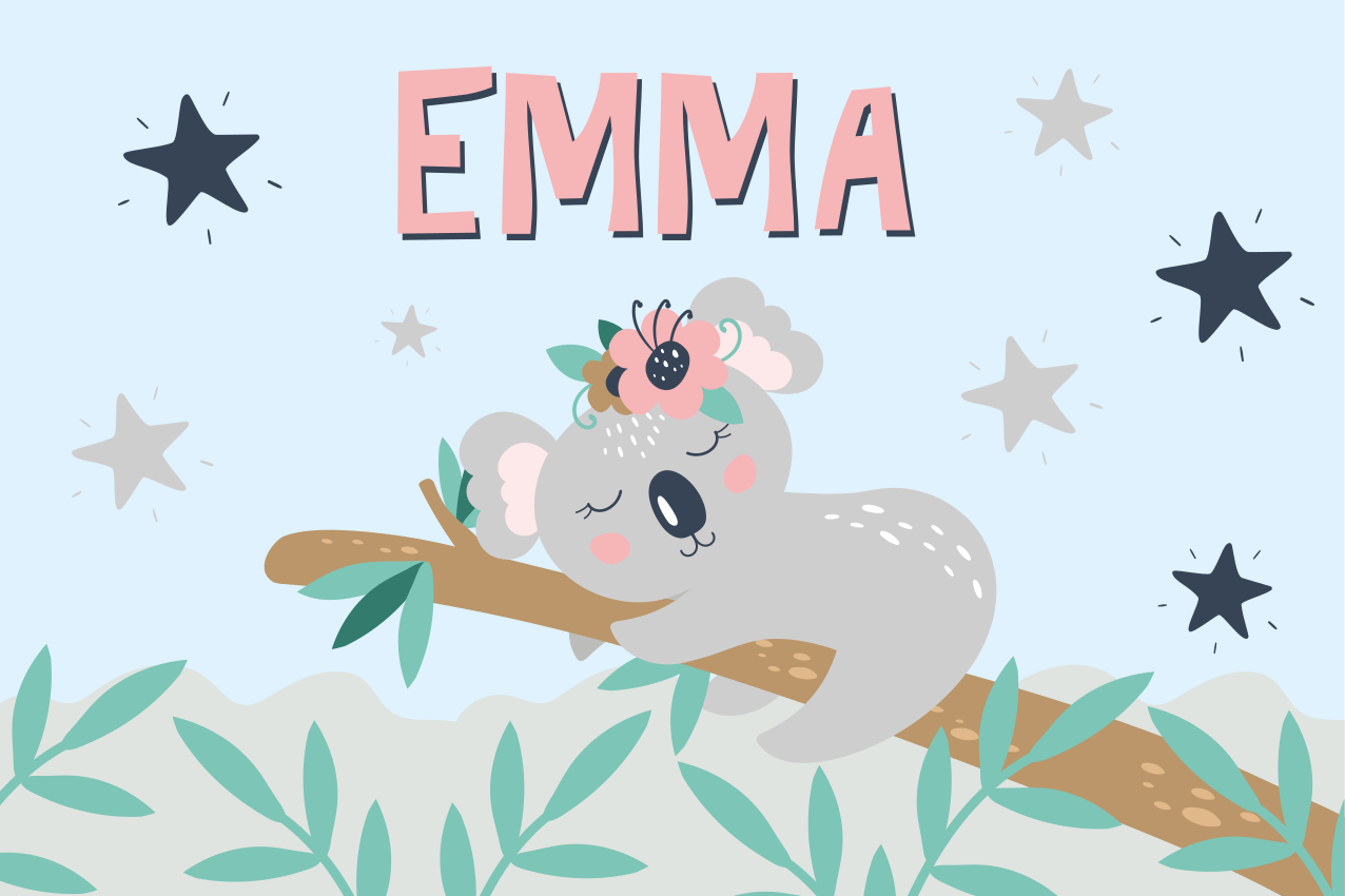 乙烯基地毯名称适合儿童的考拉之夜 - TenStickers