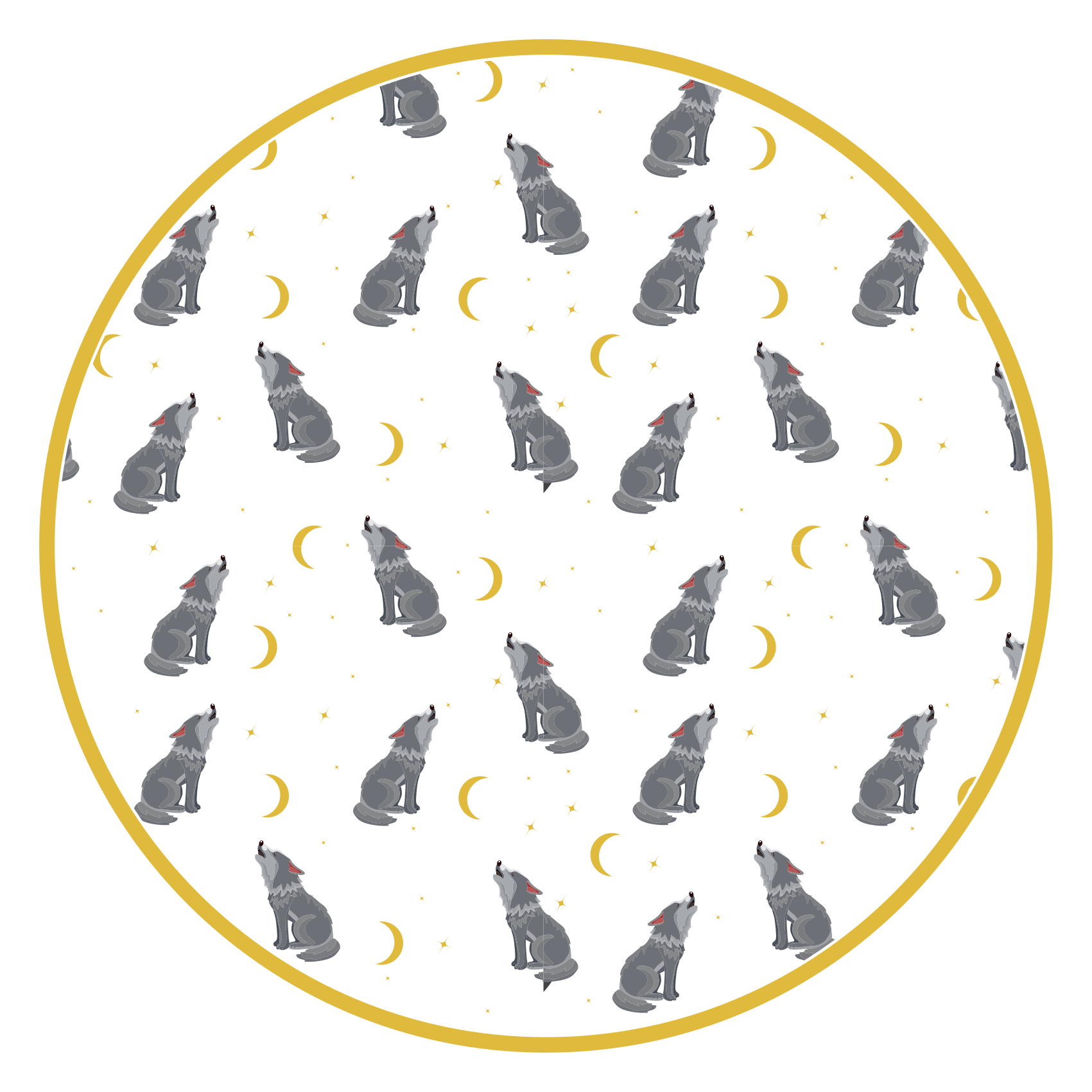 乙烯基地毯动物印花狼月图案 - TenStickers
