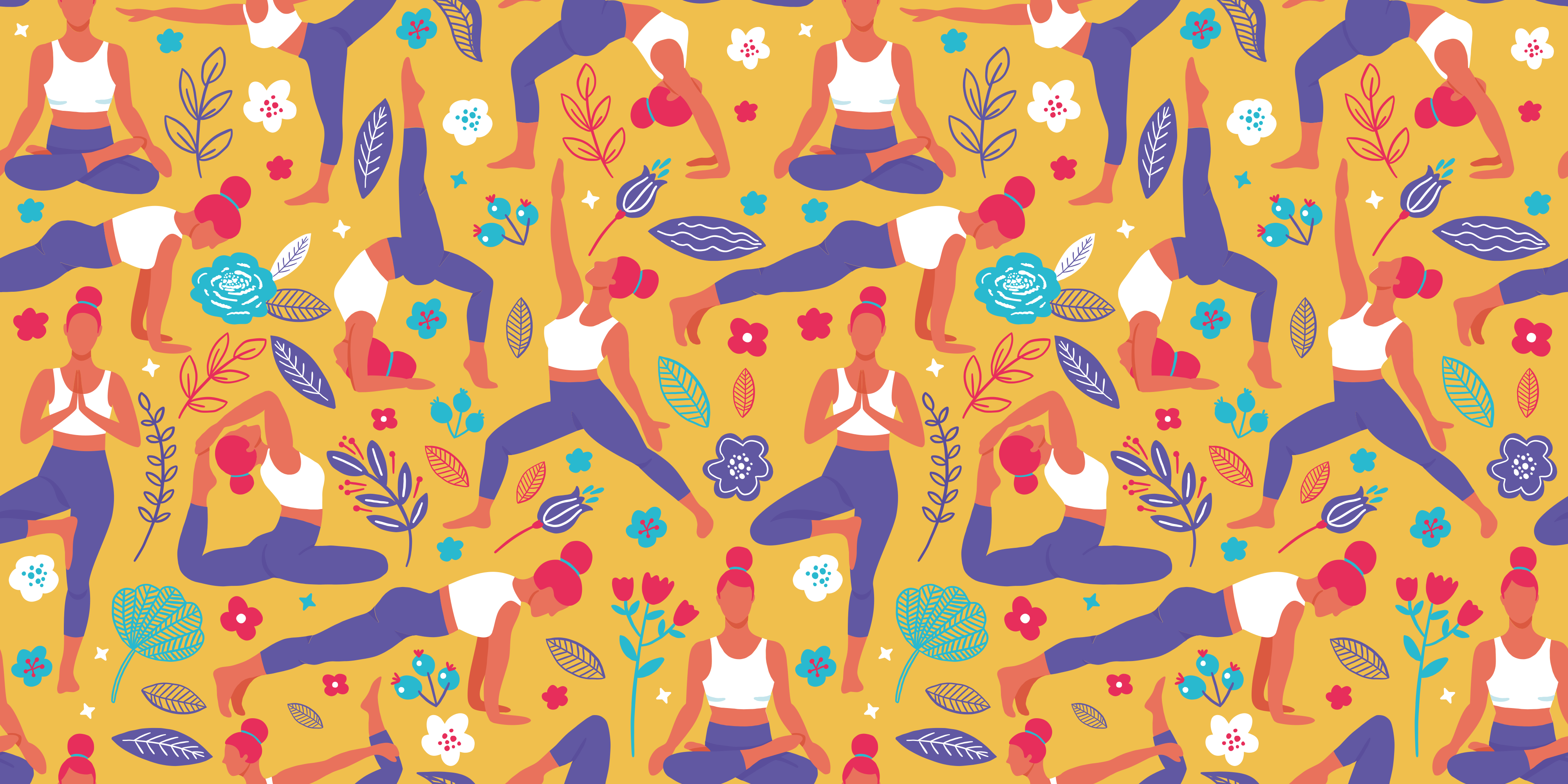 乙烯基地毯充满活力的瑜伽图案 - TenStickers