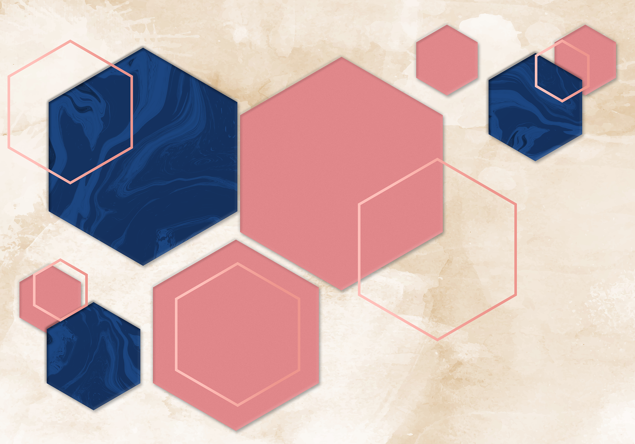 乙烯基地毯几何 抽象六边形 - TenStickers