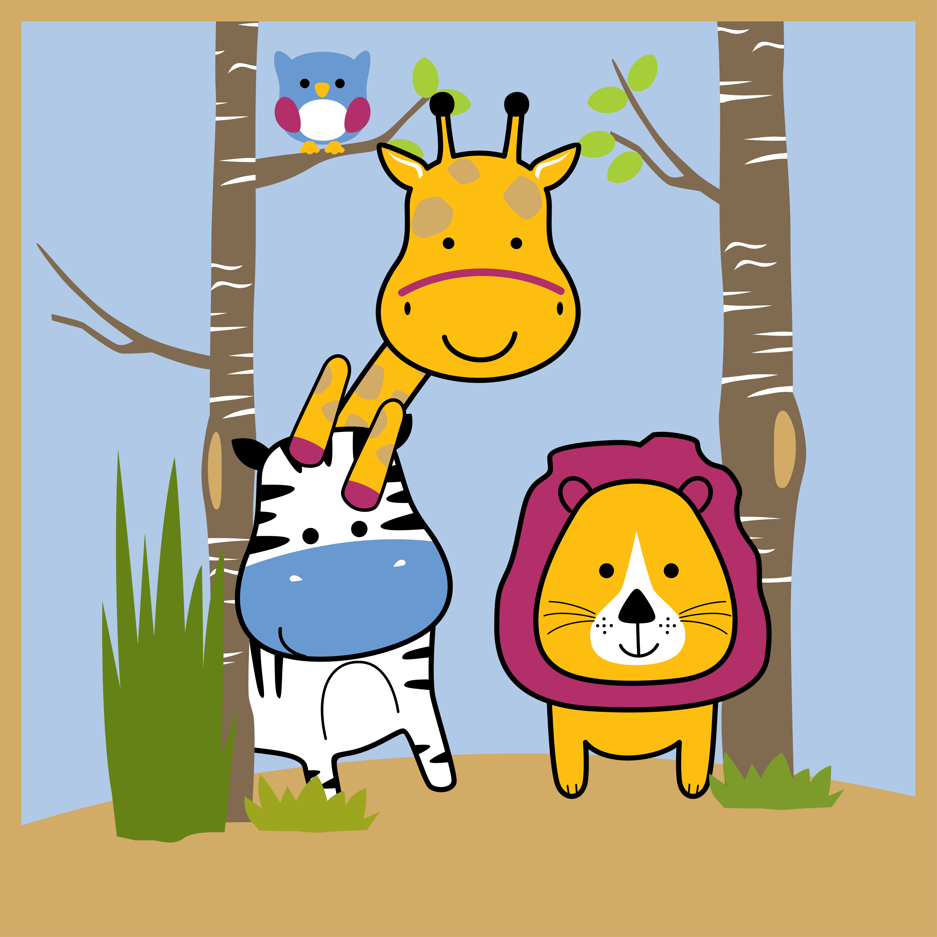 乙烯基地毯 儿童 动物角色 - TenStickers