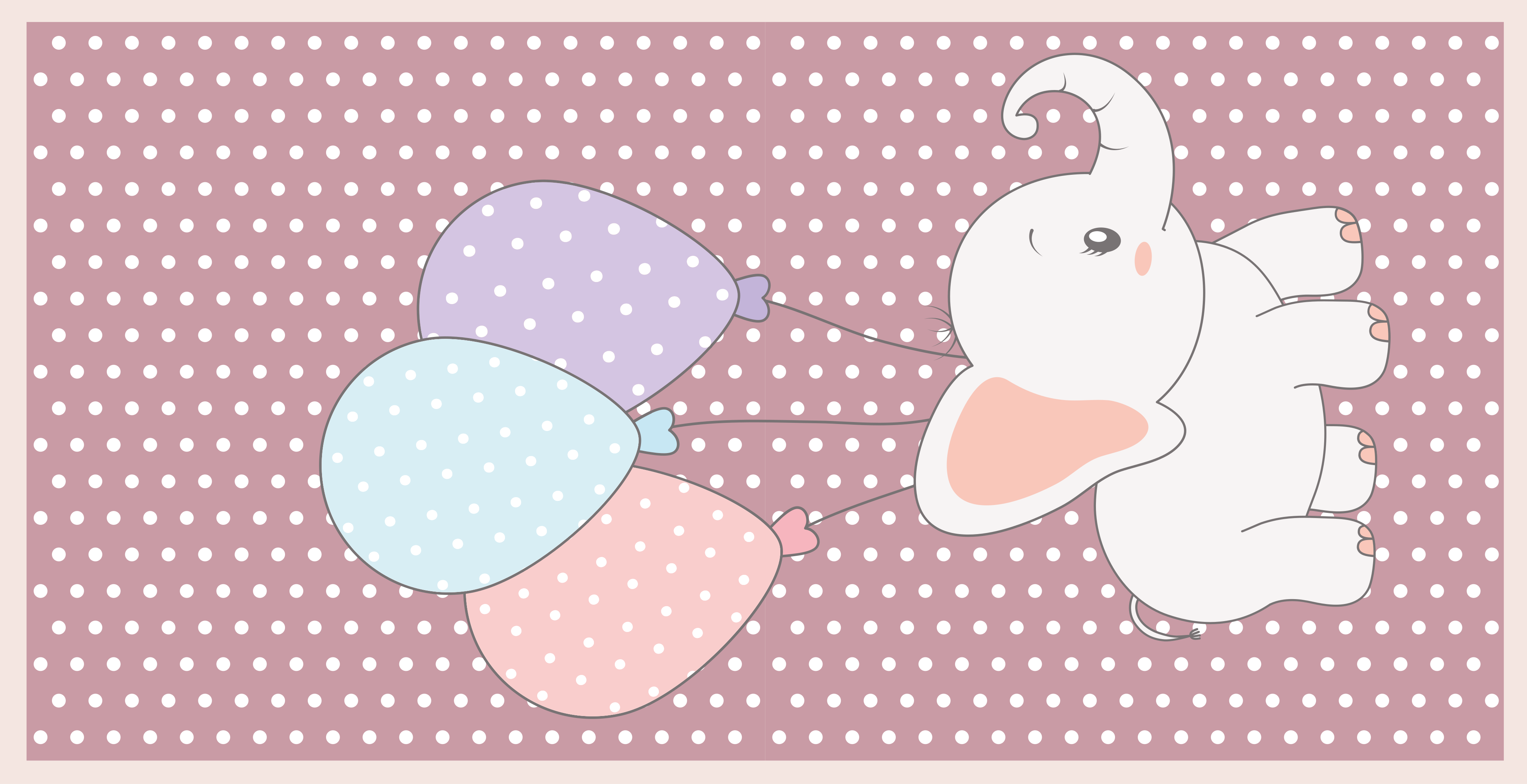 乙烯基地毯托儿所 大象玩气球 - TenStickers