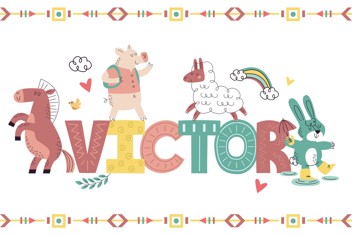 乙烯基地毯名称 好玩的字母动物 - TenStickers