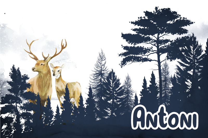 乙烯基地毯名称 森林动物剪影 - TenStickers