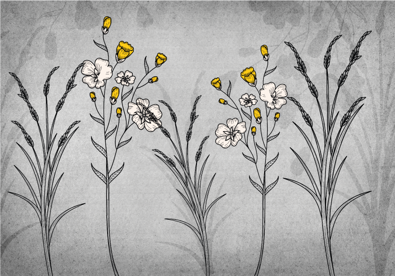 乙烯基花草地毯 花卉草图细节 - TenStickers