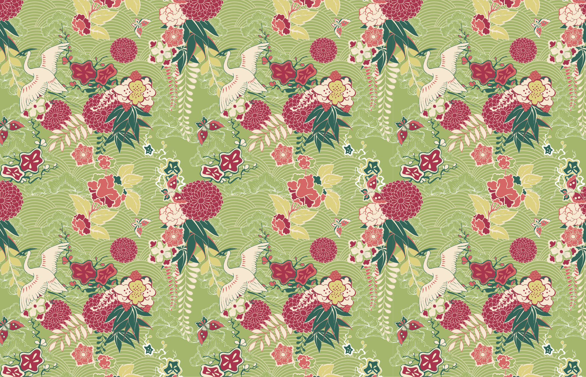 东方丝绸中国风地毯玫瑰 - TenStickers