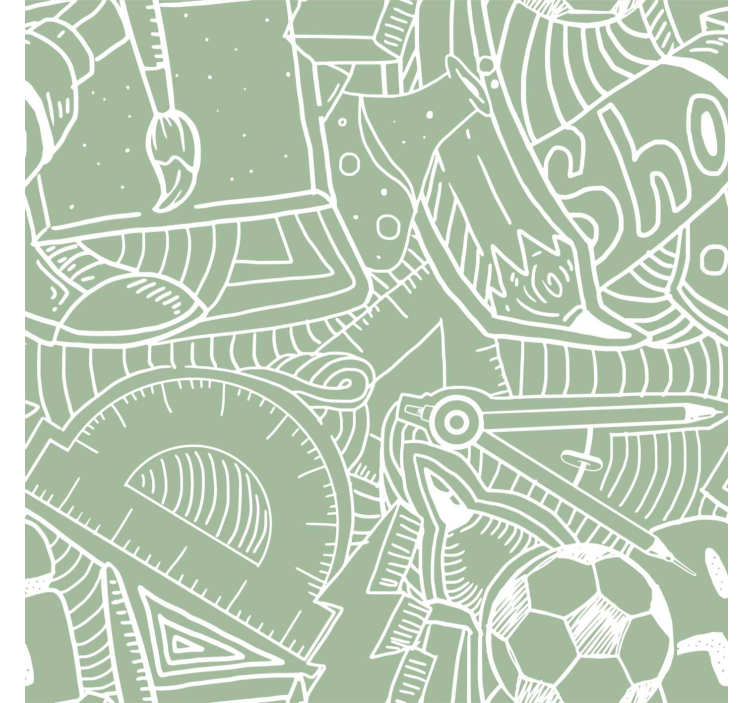 少女房卧室壁纸绿色学校黑板效果 - TenStickers