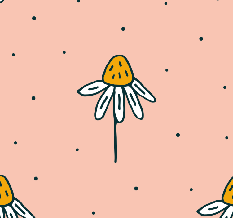 儿童壁纸，粉色背景上的雏菊图案 - TenStickers