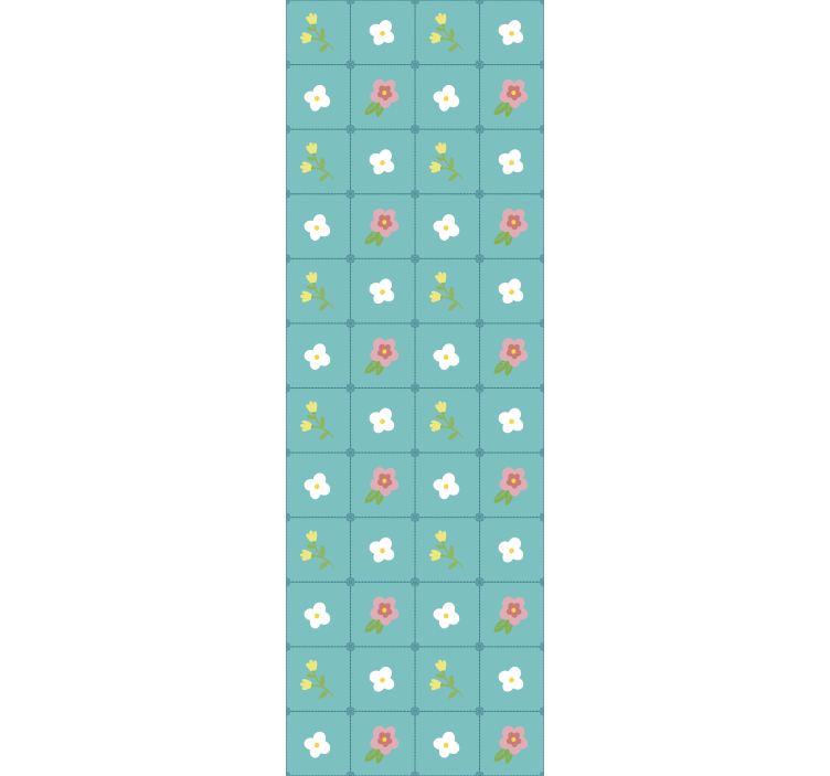 墙纸瓷砖呈现花卉蓝色图案 - TenStickers