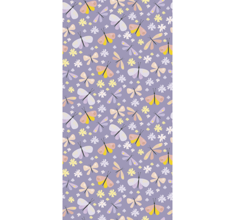 蝴蝶壁纸紫色优雅花朵 - TenStickers