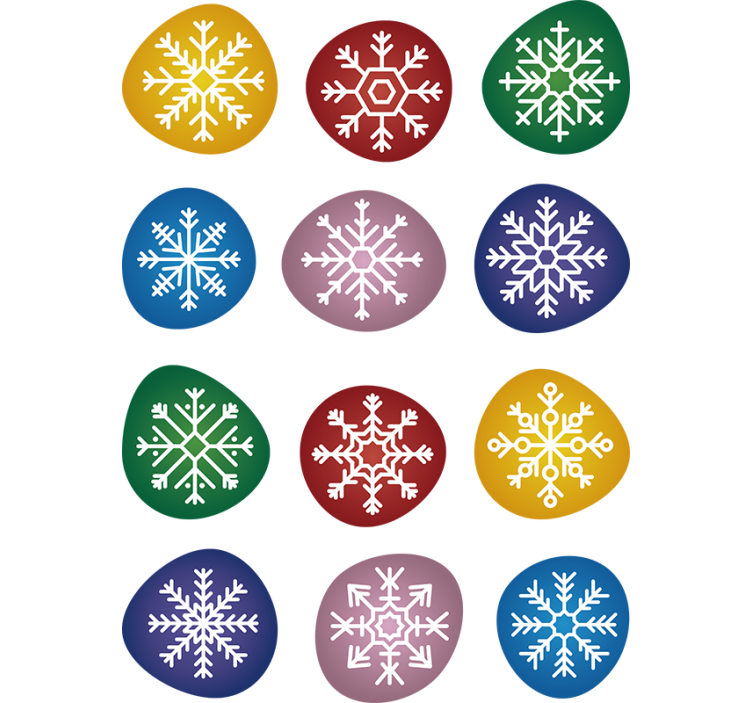 墙纸 圣诞 主题 五彩斑斓的雪花 - TenStickers