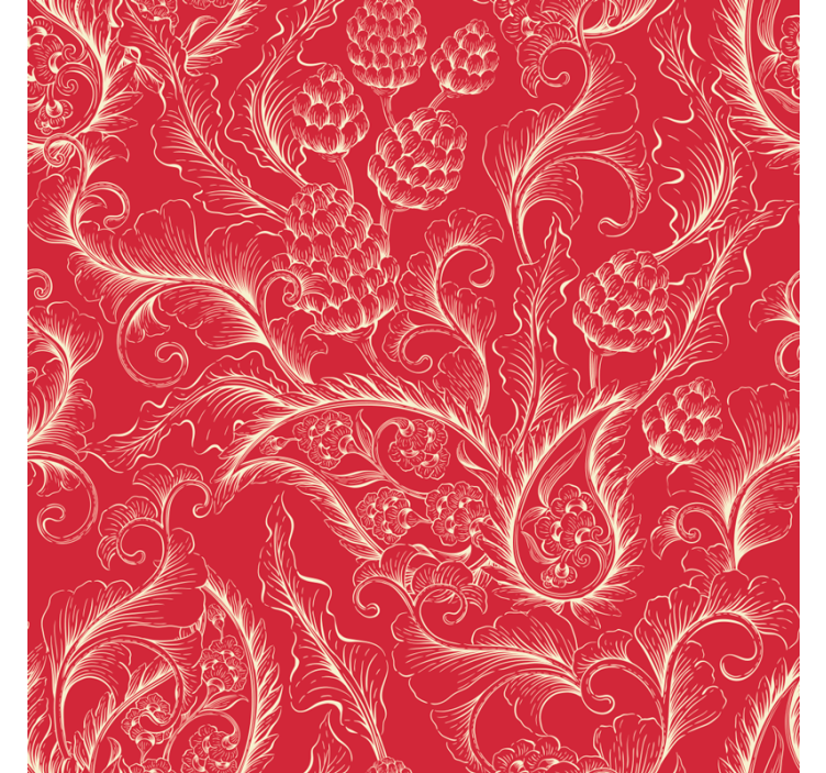 墙纸花卉红色佩斯利插图 - TenStickers