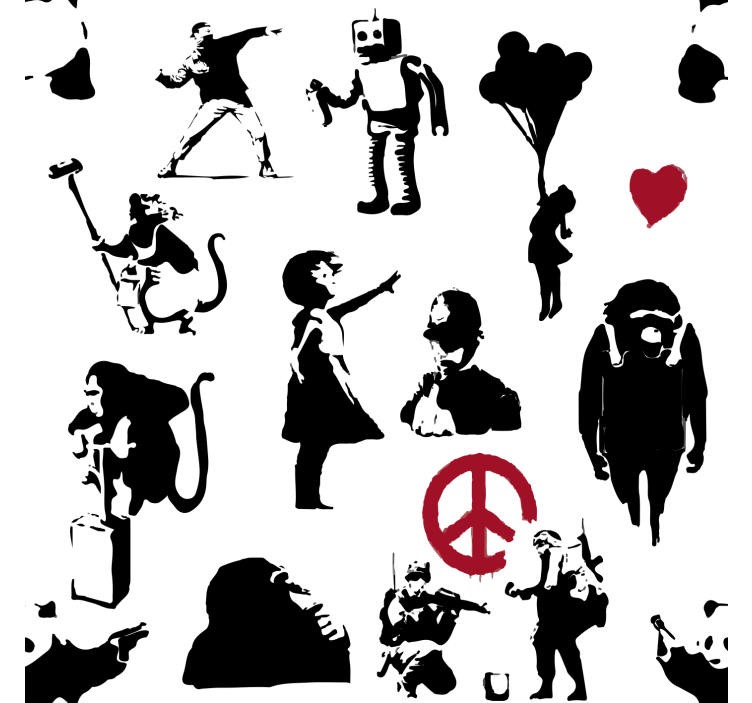 卧室壁纸带有奇趣角色图案 - TenStickers