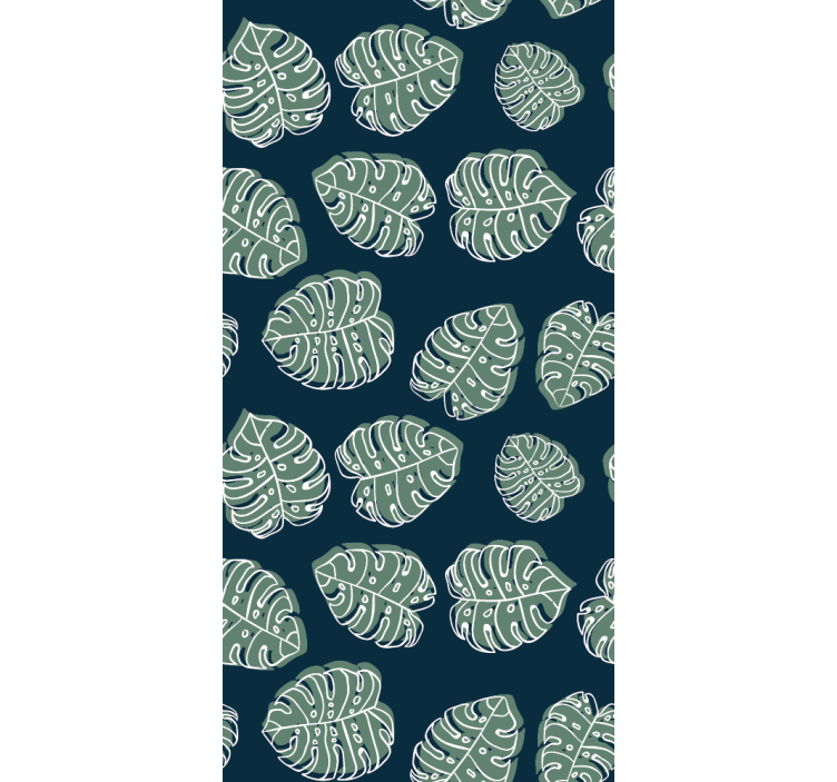 墙纸性能绿蓝色的 monstera deliciosa - TenStickers