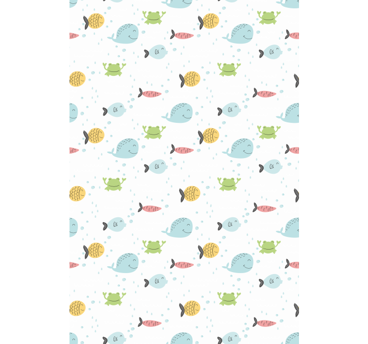 孩子房间墙纸上白色背景的彩色鱼 - TenStickers