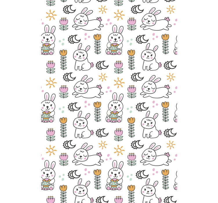 孩子房间墙纸带复活节兔子图案 - TenStickers