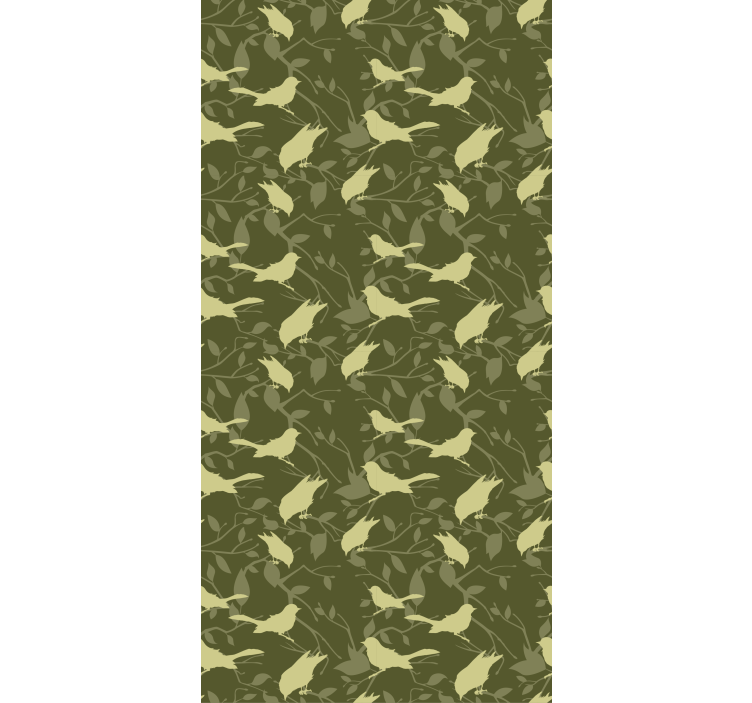 墙纸经典绿色鸟维多利亚风格图案 - TenStickers