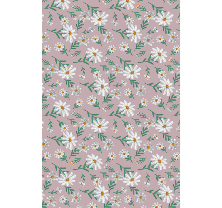 客厅装饰墙纸七十年代雏菊花粉色 - TenStickers