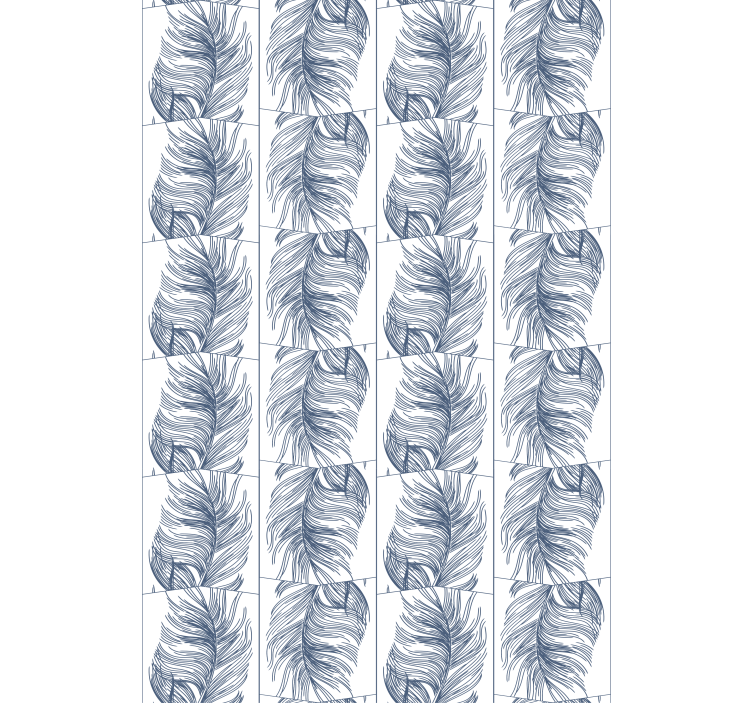 时尚墙纸汉普顿风格蓝色羽毛 - TenStickers