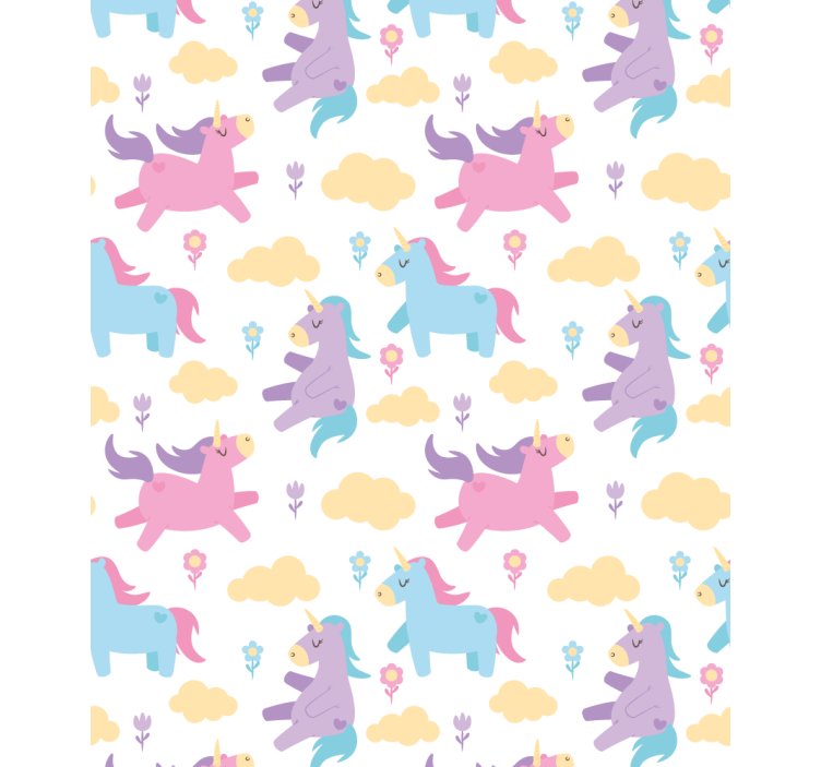 孩子房间墙纸独角兽与云朵 - TenStickers