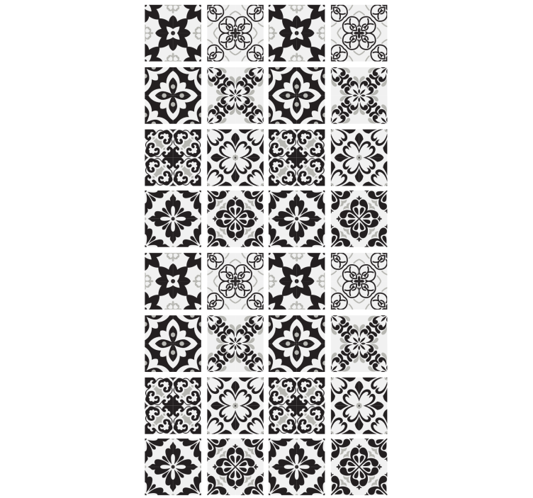 建筑墙纸黑白瓷砖设计 - TenStickers