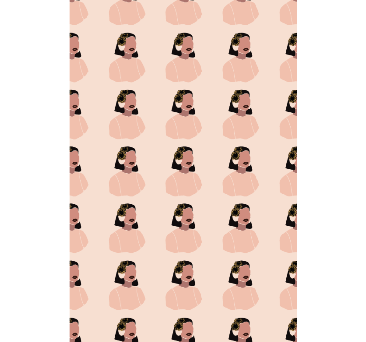 墙纸花卉可爱的女人向日葵面孔 - TenStickers