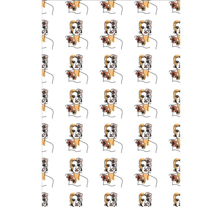 墙纸花卉简约风面孔与兰花 - TenStickers
