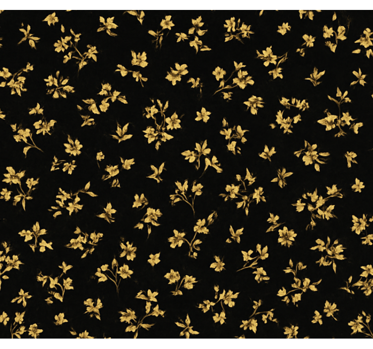 卧室壁纸呈现深色底纹与金色花朵 - TenStickers