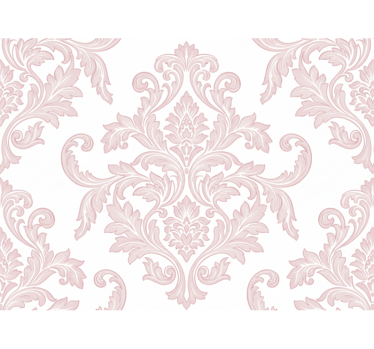 墙纸巴洛克风格粉色 damask 涡纹图案 - TenStickers