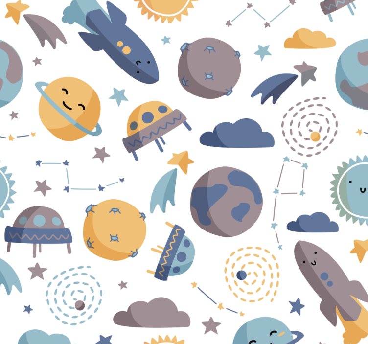 儿童壁纸 太空主题托儿所 - TenStickers