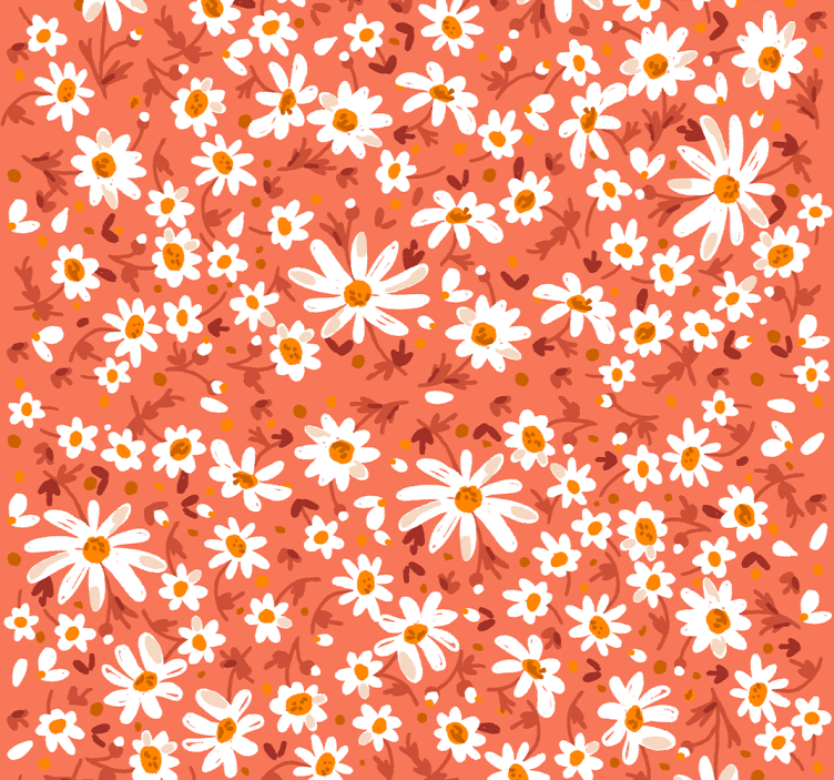 墙纸花卉，棕色背景上的雏菊 - TenStickers