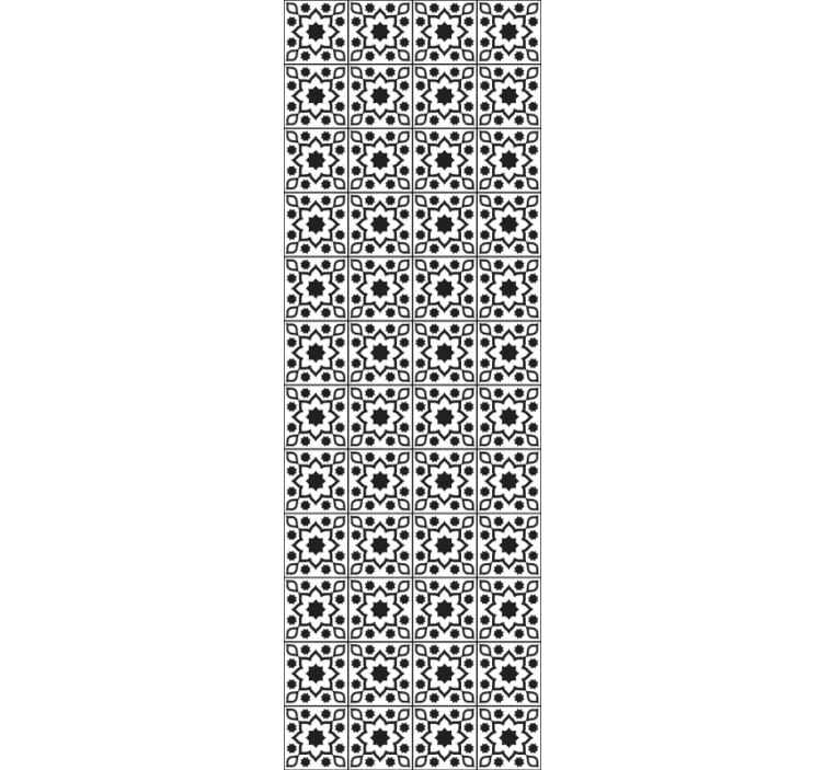 瓷砖印花黑色和白色花朵壁纸 - TenStickers