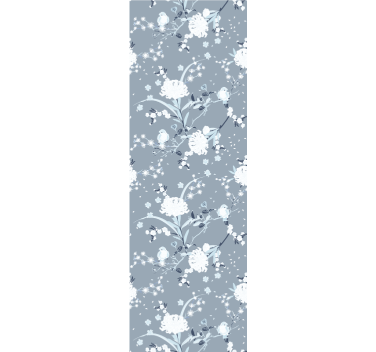 在开花花壁纸的蓝色樱桃树 - TenStickers