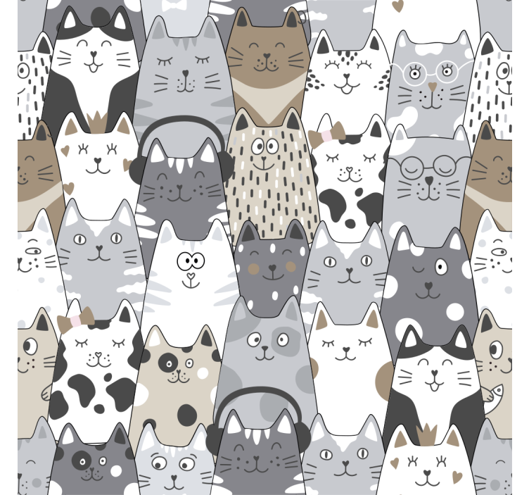 孩子房间墙纸 卡通猫 - TenStickers