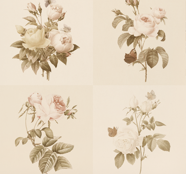 墙纸入口 花卉瓷砖设计 - TenStickers