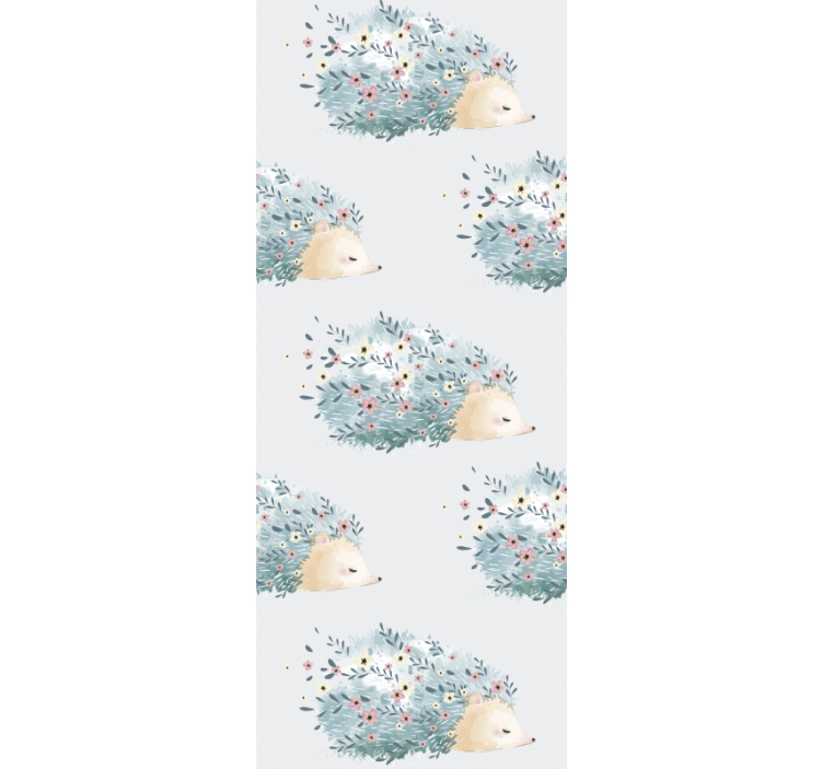 动物墙纸：花卉刺猬图案 - TenStickers