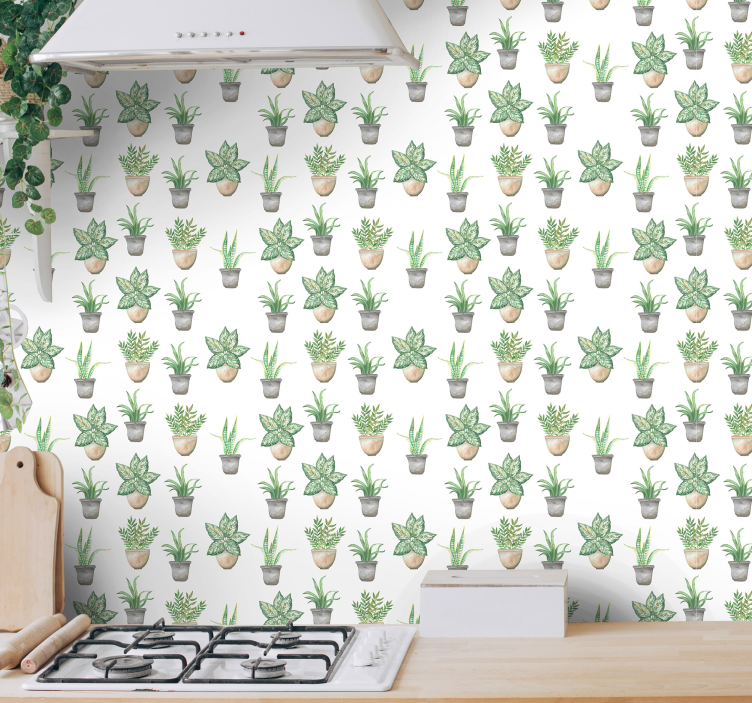 建筑墙纸适用于盆栽绿植图案 - TenStickers