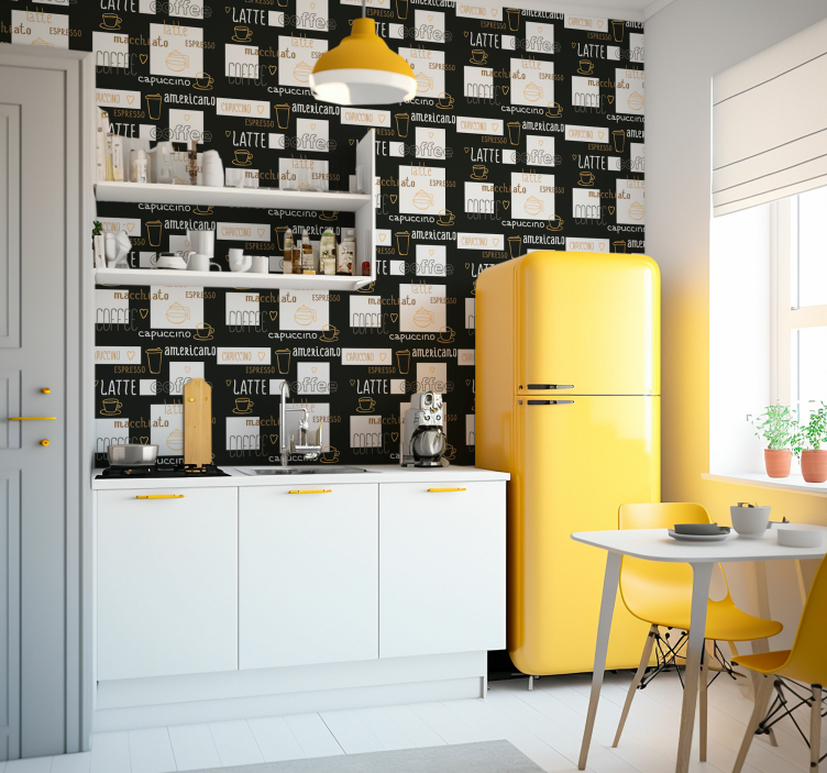 装饰咖啡图纸厨房壁纸 - TenStickers