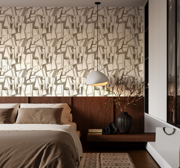 墙纸抽象 米色北欧风格 - TenStickers