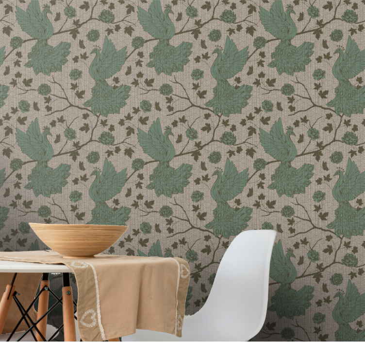 动物墙纸鸟儿栖息在树枝上 - TenStickers