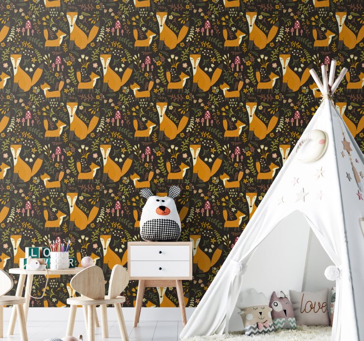 动物墙纸北欧狐狸 - TenStickers